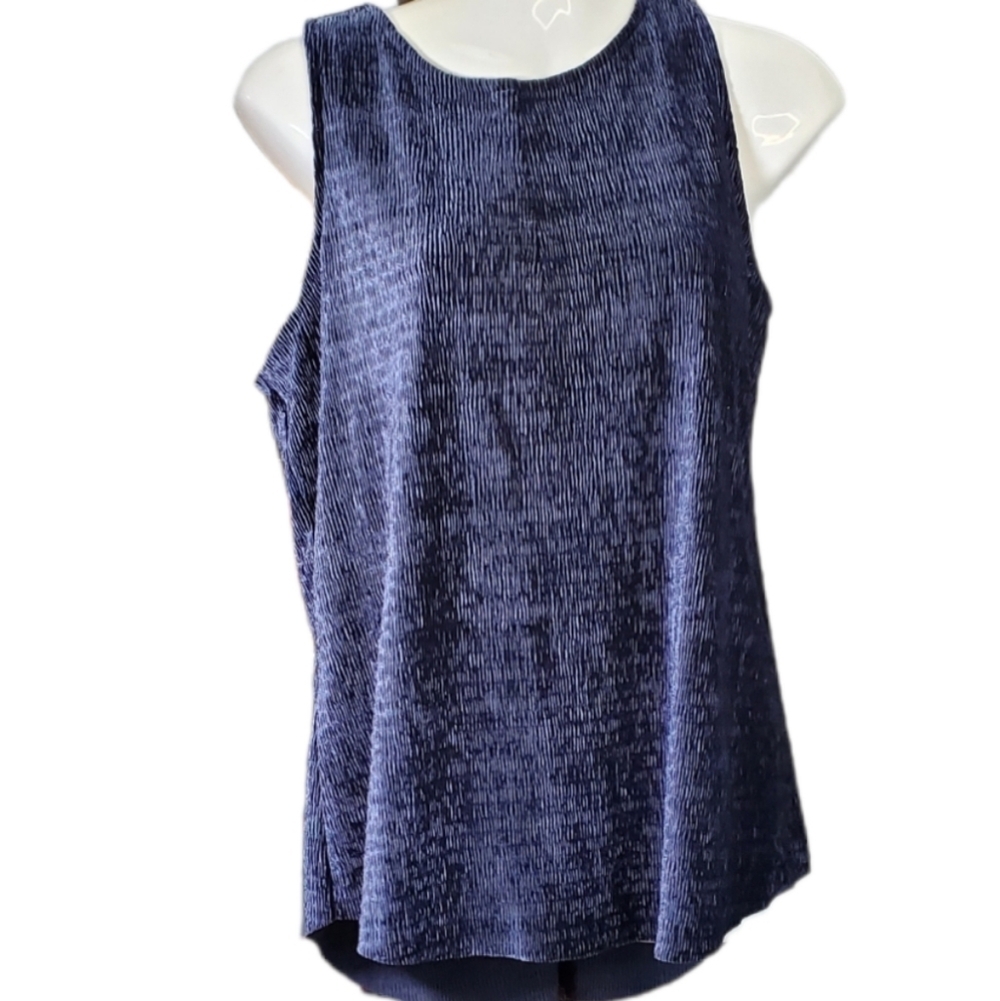 FOURTEENTH PLACE blue velvet sleeveless top S